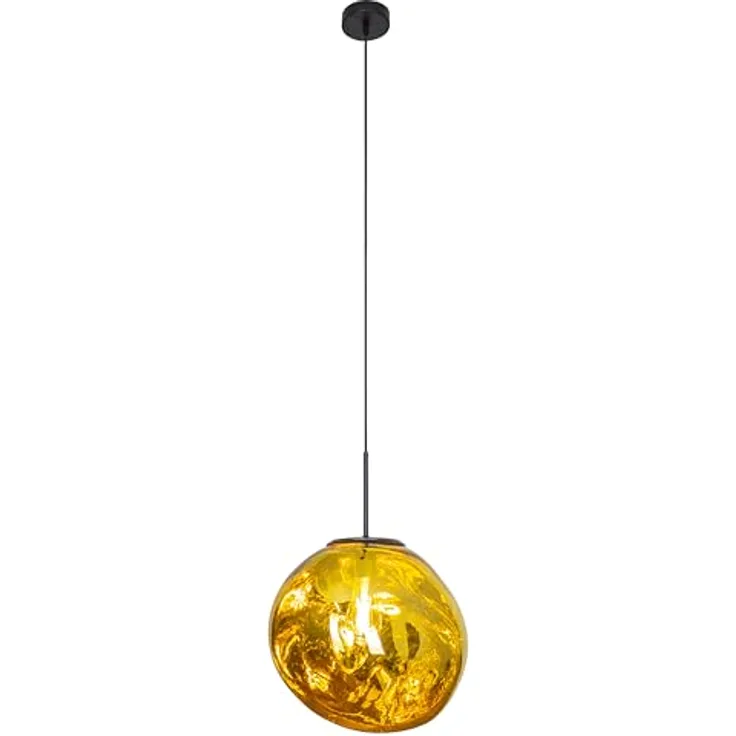 XXXL Hängeleuchte Canopus, Gelb, 150 cm, aus Glas, organisch, beliebig kürzbar, RoHS, Sicherheitsstandard Schutzklasse I
