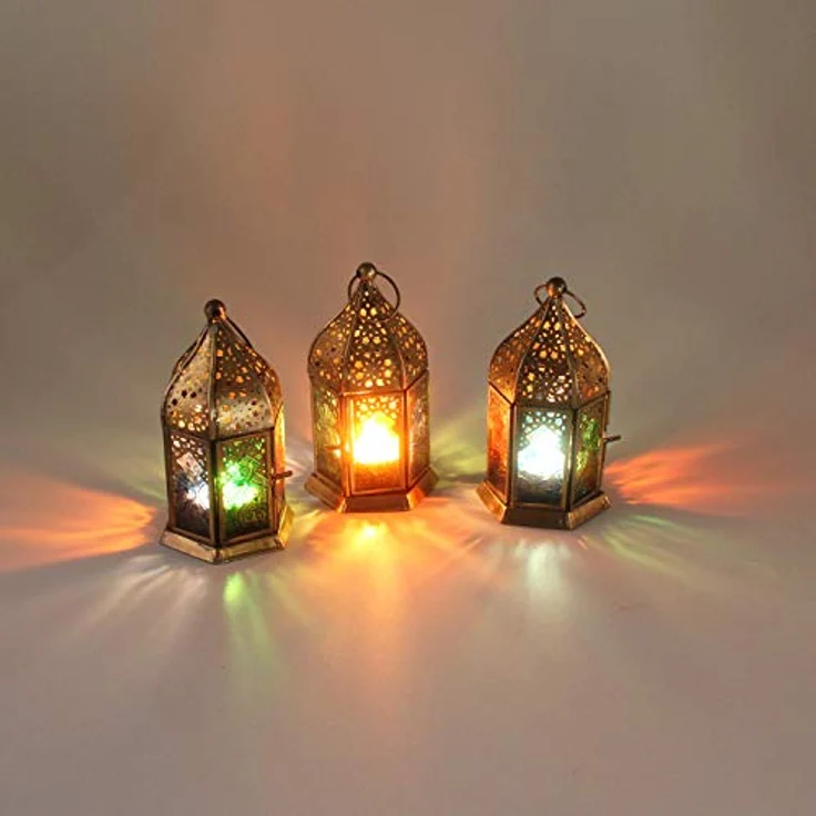 Orientalische Glas-Windlichter Nael Multifarbig 3er Set – Bild 2
