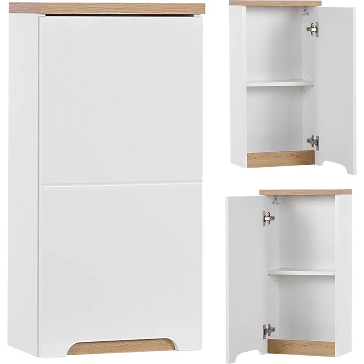 Badezimmermöbel Set mit 80cm Waschtisch & LED-Spiegelschrank SOLNA-56 in Hochglanz weiß, B/H/T ca.: 130/200/46 cm – Bild 9