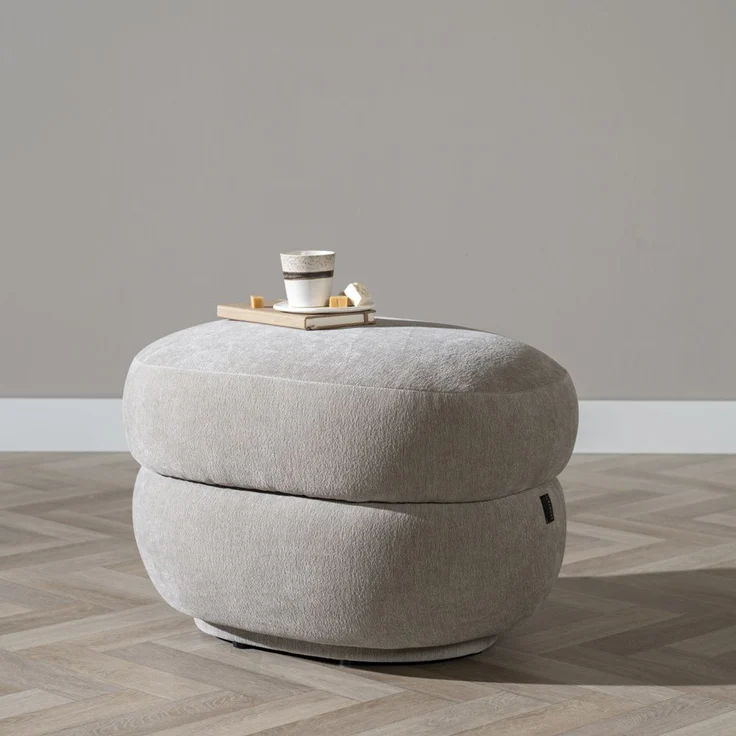 Bronx71 Hocker Mia Chenille taupe oval – Bild 3