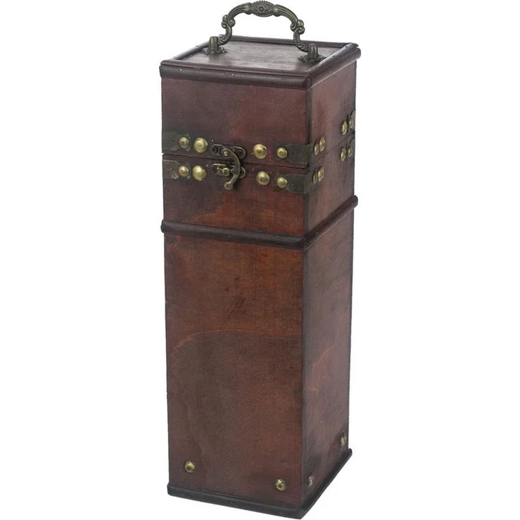 HMF Geschenkbox Vintage Weinbox, Geschenkkiste für besondere Anlässe, Deko Geschenk aus Holz für 1 Weinflasche, Hochformat, Frankreich – Bild 1