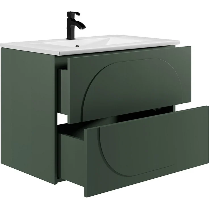 Vente-unique - Badmöbel Hängeschrank + Einbauwaschbecken - Grün - 80 cm - VUTOMA – Bild 4