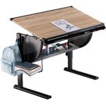 CARO-Möbel Kinderschreibtisch SARI, Lerntisch höhenverstellbar mit Rucksackhalterung & Ablagerinne eiche