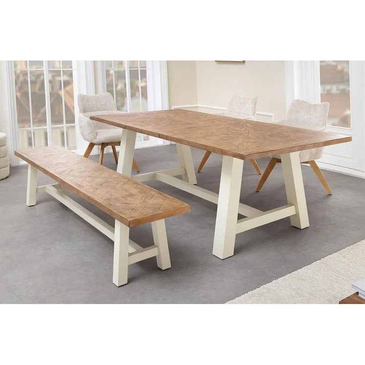 riess-ambiente Esstisch HAMPTONS 200cm hellbraun/creme - Pinienholz, 8 Sitzplätze, rechteckig (Einzelartikel, 1-St), Massivholz-Esstisch - ideal für Landhaus-Küchen, Wohn- und Esszimmer – Bild 4