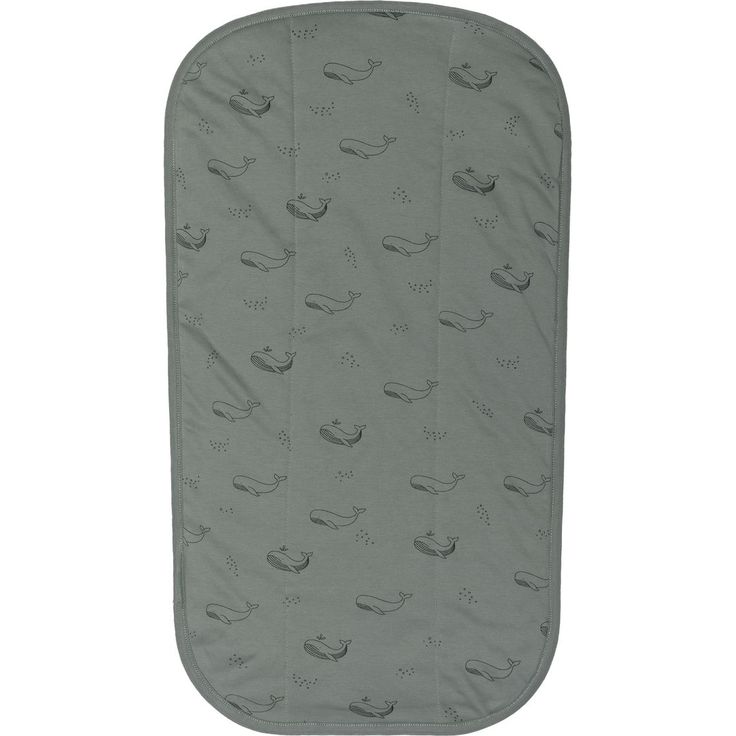 Fillikid Frotteelauflage für Wickelmulden 60 x 36 cm, saugfähiges Frotteematerial, wendbares Design, Wal-Motiv, Grün