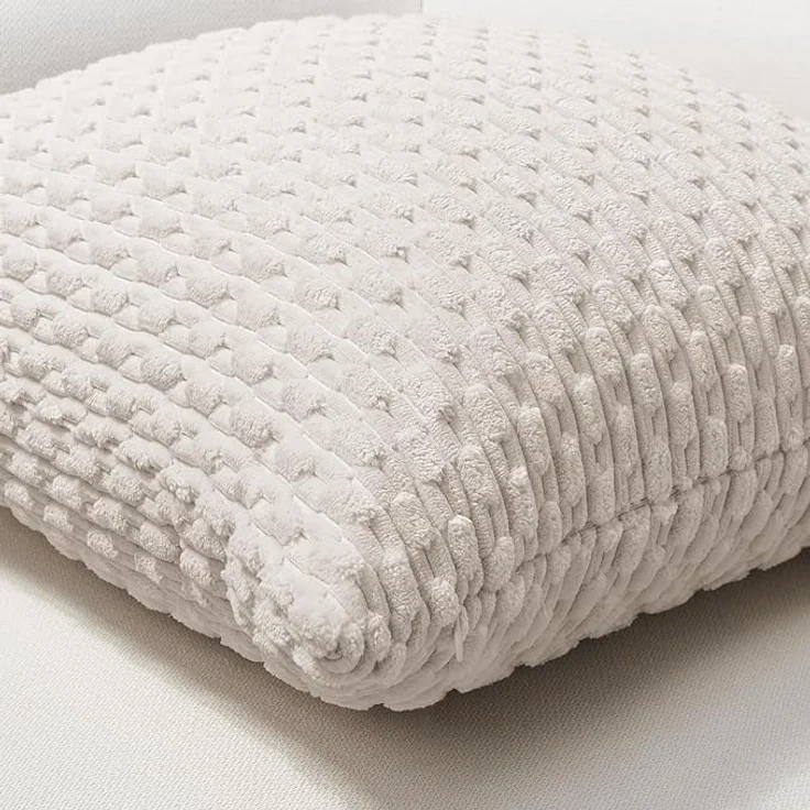 ABC Doppeltes Sofakissen aus weichem Samt, 45 x 45 cm, beigefarbener Samt. Dekoratives Kissen, geeignet für Wohnzimmer, Sofas, Schlafzimmer und Gärten, schafft eine natürliche und entspannende Atmosphäre. – Bild 5