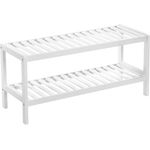 2-stöckiges Schuhregal aus natürlichem Bambus, Regal für Schuhe, Pflanzen, Bücher, für Wohnzimmer, Flur, Schlafzimmer, B