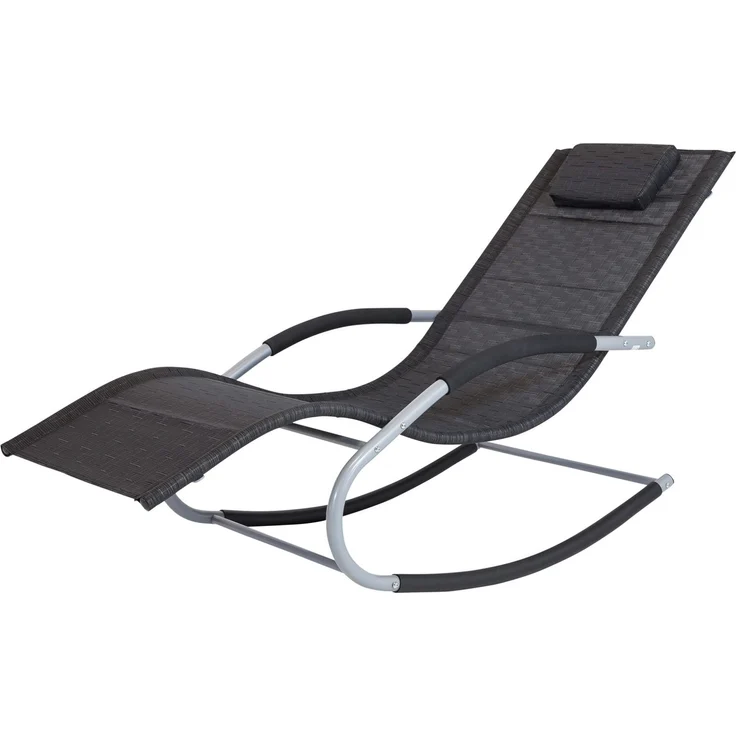 Garden Pleasure Gartenliege Schaukelliege NAXOS Stahl & Kunststoffgewebe schwarz 160x62x90 cm – Bild 1