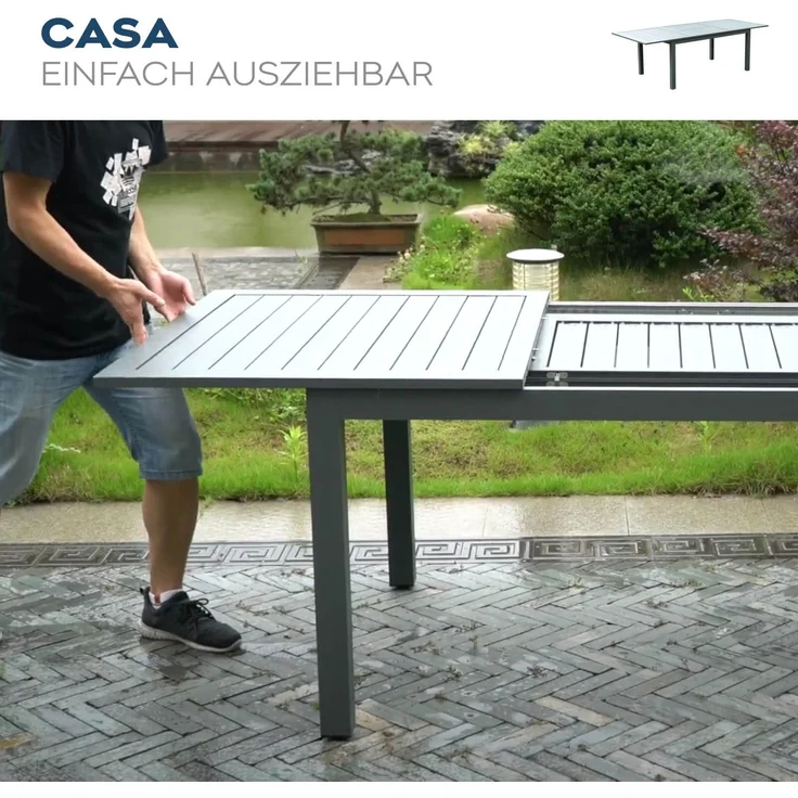 HOME DELUXE Garten-Sitzgruppe ausziehbar CASA MADERA - 160/240 x 100 cm 8 Stühle – Bild 6