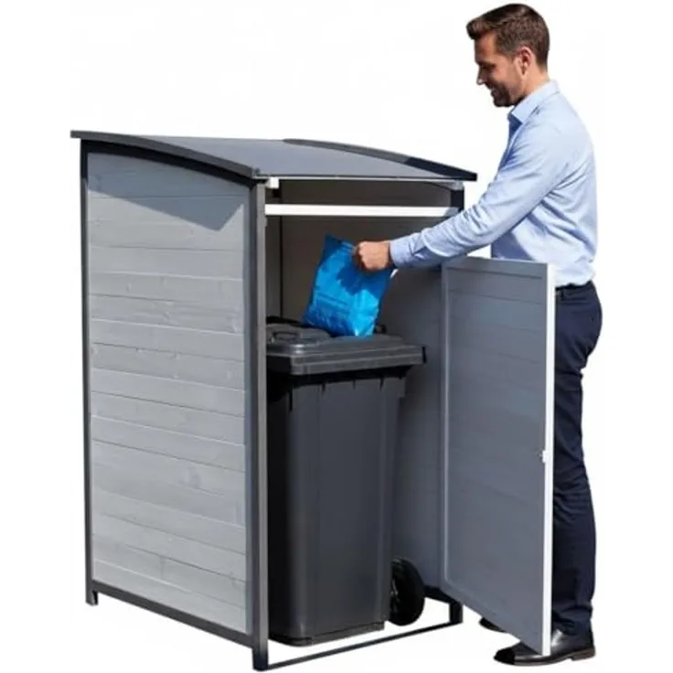 Mülltonnenverkleidung grau Einzelbox 2x 120L oder 240L Gartenbox Zinkdach