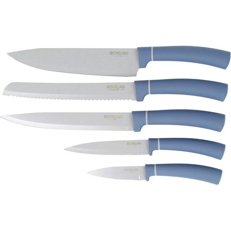 Michelino Messerblock - bestehend aus 5 Messern und einem Messerblock, Beidseitig geschliffen Klingen, Spülmaschinengeeignet – Bild 2