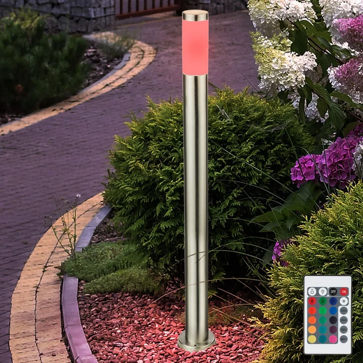 RGB LED Außen Säulen Stehlampe, Edelstahl, IP44, H 110 cm – Bild 3