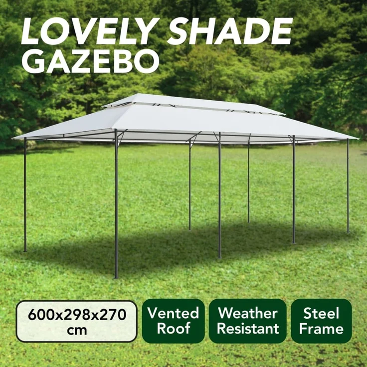 Gartenpavillon, Pavillon 600x298x270 cm Weiß 180g/m² – Bild 7