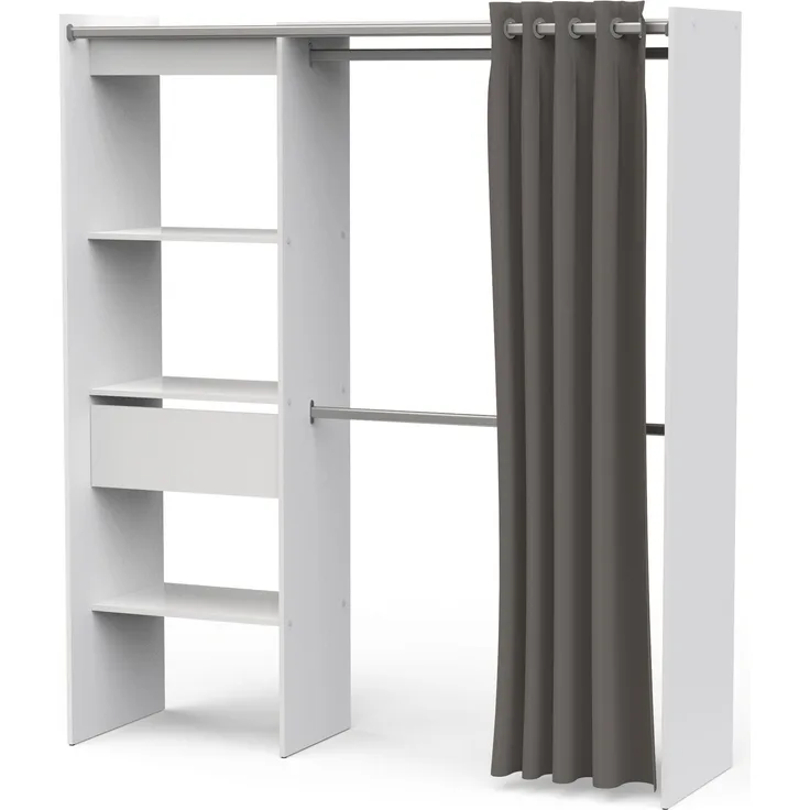 Vorhang-Schrank >CHICAGO< in weiß - 113,8x191,5x50cm (BxHxT)