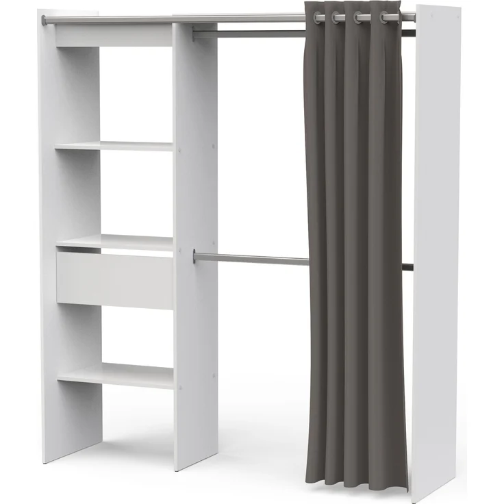 Vorhang-Schrank >CHICAGO< in weiß - 113,8x191,5x50cm (BxHxT)