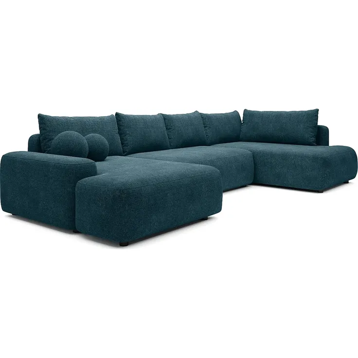 Vente-unique - DAVISO Sofa Stoff Blau - B 204 cm x H 87 cm x L 360 cm – Bild 3
