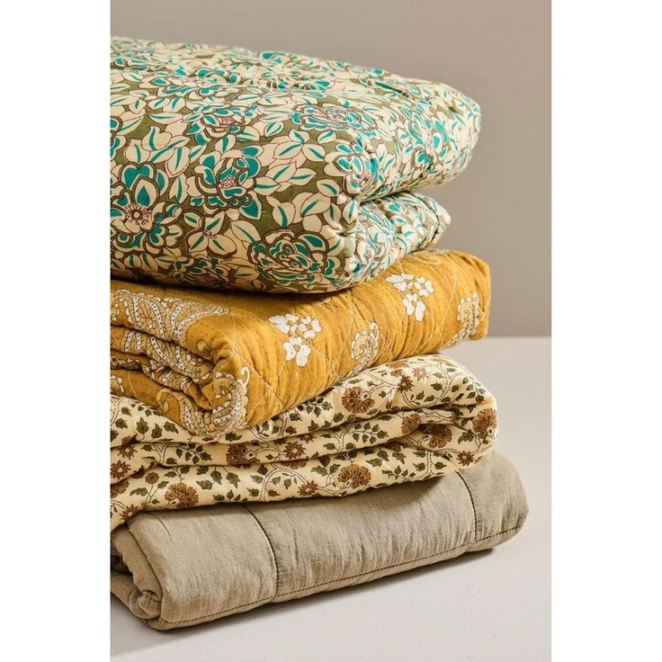 Ib Laursen - Decke Quilt Tagesdecke Überwurf 180x130cm Gelb Paisley 07921-03 – Bild 2