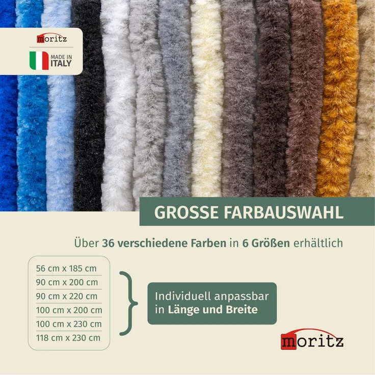 Moritz Flauschvorhang aus Chenille 90 x 200 cm turtle Türvorhang als Fliegenschutz Insektenschutz für Camping Wohnwagen – Bild 7