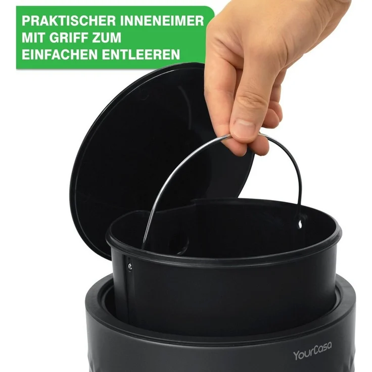YourCasa Mülleimer YourCasa® Edelstahl Mülleimer Bad 5L - Badezimmer Mülleimer, Fassunsgvermögen 5L – Bild 2