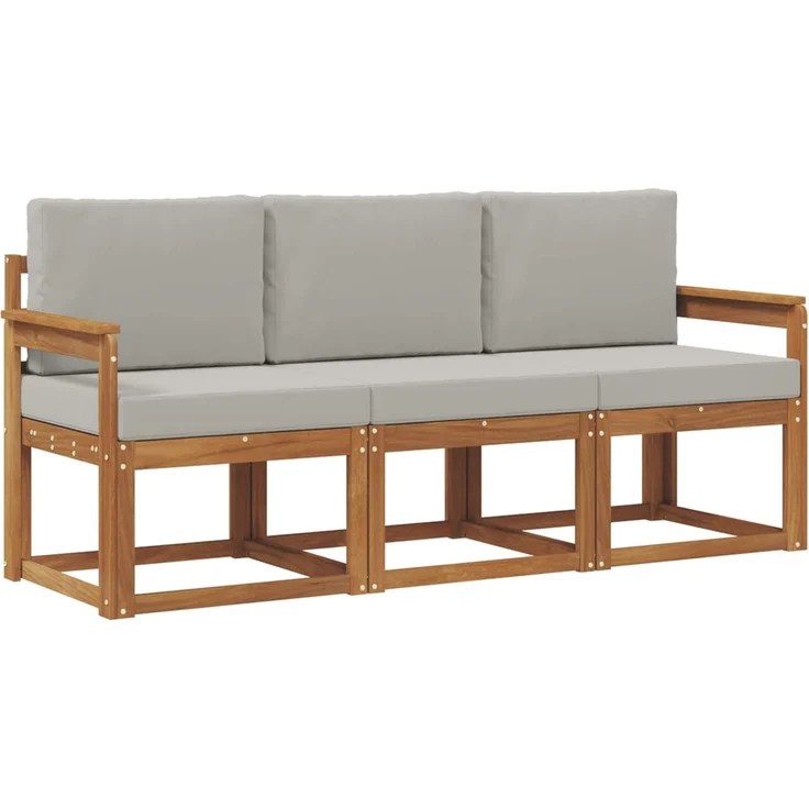 vidaXL Outdoor-Sofagarnitur 3 stk. 3-Sitzer Natur und Hellgrau 3365929 – Bild 2