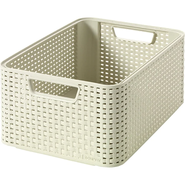 Curver Style M Aufbewahrungskorb Cremefarben Rattan Monochromatisch Badezimmer Schlafzimmer 386 mm – Bild 1
