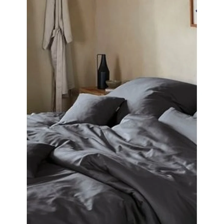 Irisette Mako-Satin uni Bettwäsche Set uni Paris 8000 anthra 135x200 cm + 1 x Kissenbezug 80x80 cm – Bild 6