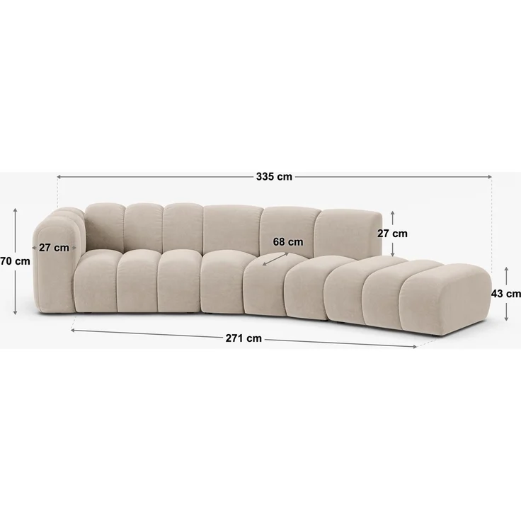 Micadoni Modulares Sofa Lupine 5-Sitzer Samt Venus Helles Beige Links – Bild 3