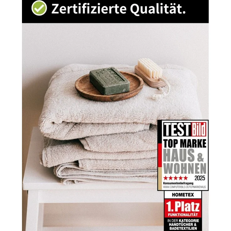 Hometex Premium Textiles Waschhandschuh in Premium Qualität 500 g/m², Feinster Frottier-Stoff 100% Baumwolle, (10er Set), weich, saugfähig, extra schwer & flauschig - TEST BILD TOP MARKE 2025 – Bild 2
