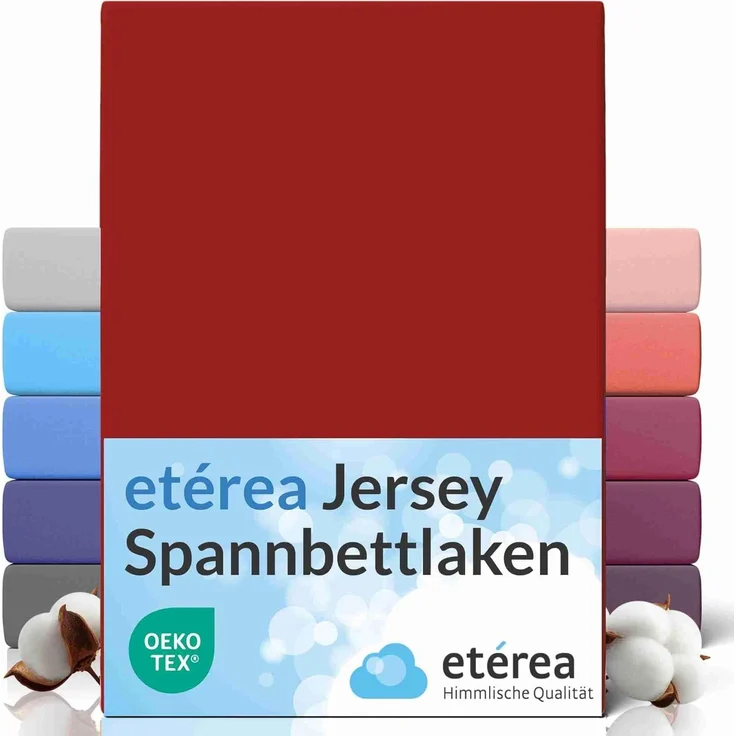 etérea Comfort Jersey Spannbettlaken Kirsche 200x200 cm - 200x220 cm – Bild 1