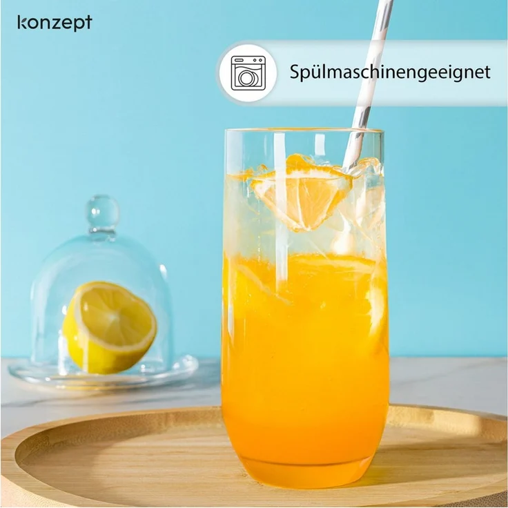 KONZEPT Gläser-Set Trinkgläser Set 6/12-teilig, Transparente 400ml, 12-tlg, Wassergläser Set, Ideal für Saft, Cocktails, Longdrinks, Eiskaffee – Bild 2