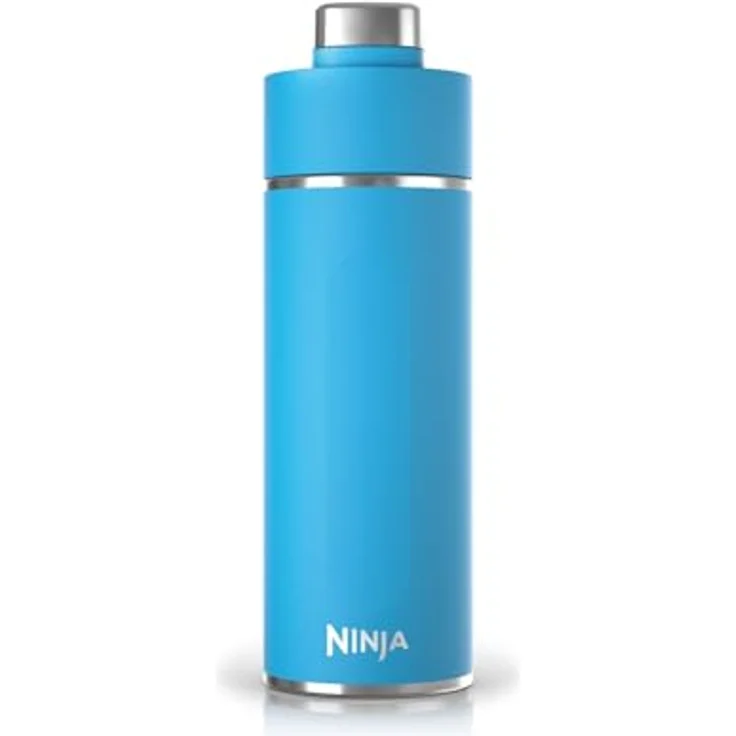 Ninja Thirsti Wasserflasche, Thermobecher to go, 530 ml, auslaufsicherer Deckel, für kohlensäurehaltige, heiße & kalte Getränke, dreifach isolierte Reiseflasche, Edelstahl, Tropenblau, DW1801EUUKSB – Bild 2