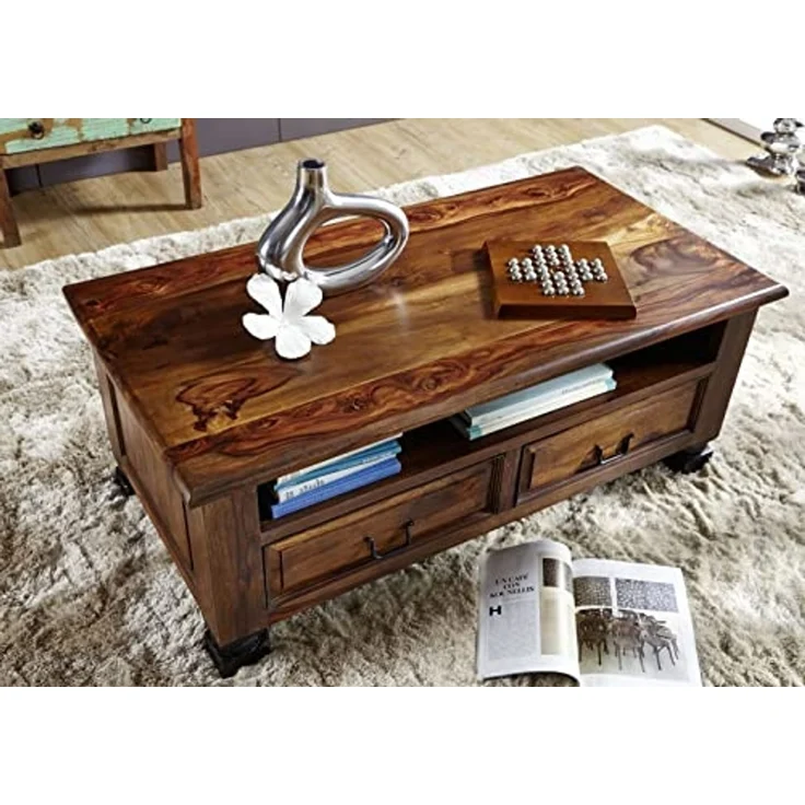 Couchtisch Sheesham 115x60x45 braun lackiert NEW BOSTON #203 – Bild 2