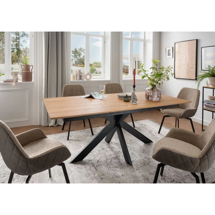 Ausziehtisch 160(245)x90cm "Hamburg" Wildeiche & Metall schwarz – Bild 1