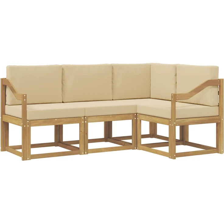vidaXL Outdoor-Sofagarnitur 4 stk. Weiß und Beige – Bild 2