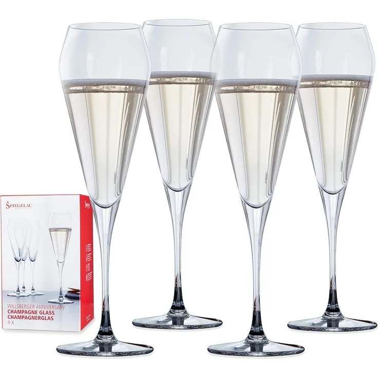 Spiegelau & Nachtmann 4-teiliges Champagnerglas-Set, Kristallglas, 240 ml, Willsberger Anniversary, 1416175