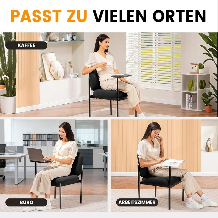 COMHOMA Loungesessel Sessel Relaxsessel Ohrensessel modern, Polsterstuhl mit Metallbeinen, Einzelsofa für Wohnzimmer/Schlafzimmer/Garten, Schwarz – Bild 6