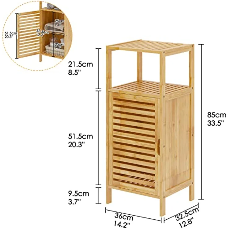 SogesHome Buffets Bambus Beistellschrank Konsole Badezimmerschrank Aufbewahrungsschrank Schrank für Küche Wohnzimmer Badezimmer Hoch- & Midischränke Unterschränke fürs Bad – Bild 4