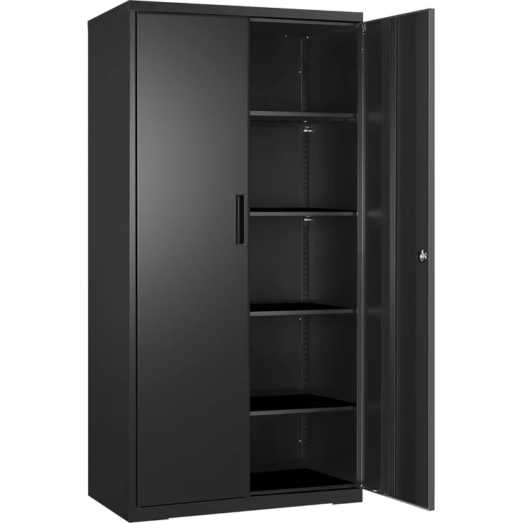 Songmics Aktenschrank mit 5 Ebenen, Stahl schwarz, 80 x 40 x 180 cm – Bild 1