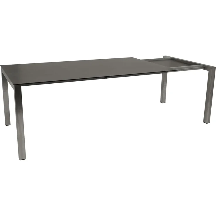 DEGAMO SYDNEY Garten-Ausziehtisch, Edelstahl + Glas, grau, 180/240x100cm – Bild 1