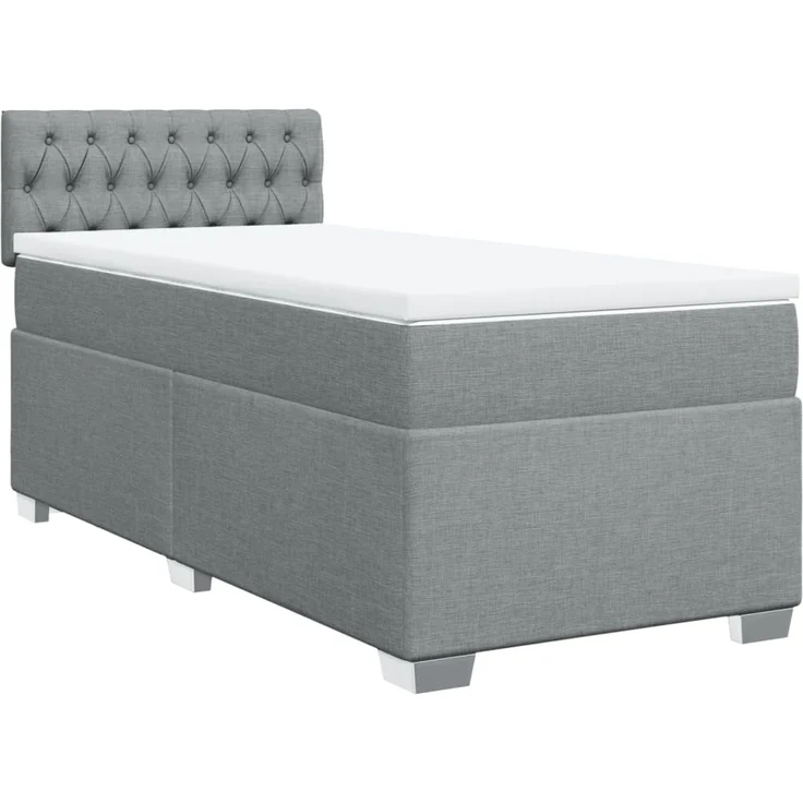 vidaXL Boxspringbett mit Matratze Hellgrau 90x190 cm Stoff 3285750 – Bild 2