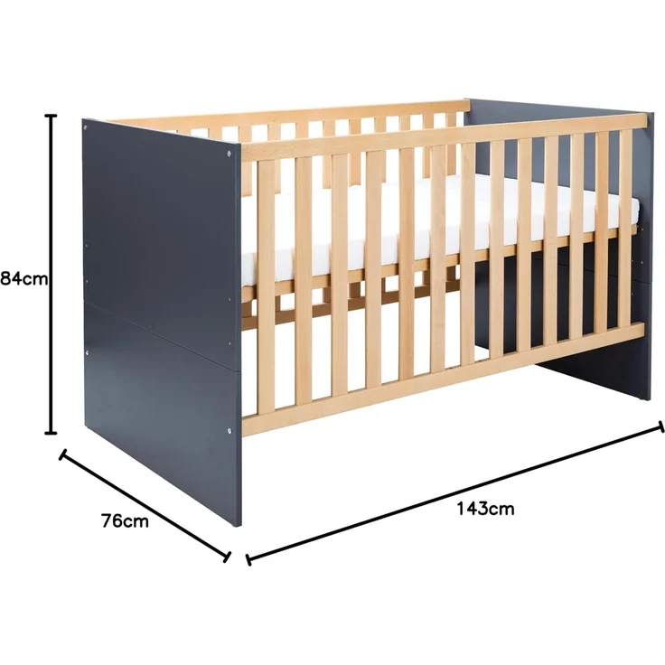 Kinderbett 70 x 140 cm inkl. Lattenrost »Alessio«, (B/H/T): 143/84/76 cm Anthrazit / Artisan Oak, Arthur Berndt – Bild 7