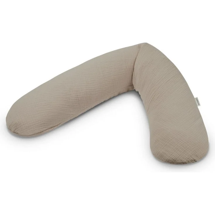 Theraline Das Original Stillkissen & Bezug Taupe Musselin Mikroperlen – Bild 1