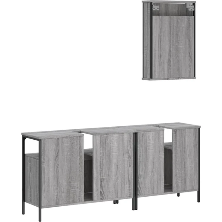 vidaXL 3-tlg. Badmöbel-Set Grau Sonoma Holzwerkstoff 3214788 – Bild 12