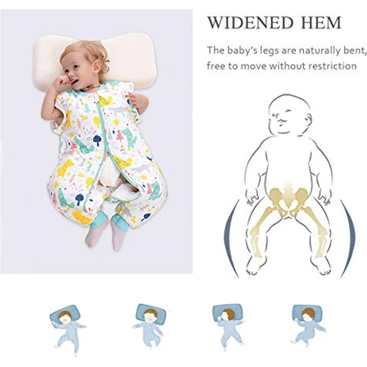 SONARIN Babyschlafsack mit Beinen Schlafsack mit Füße,abnehmbaren Ärmeln,dünn,2,5 Tog,Bio-Baumwolle Verschiedene Größen von 6 Monaten bis 6 Jahren – Bild 5
