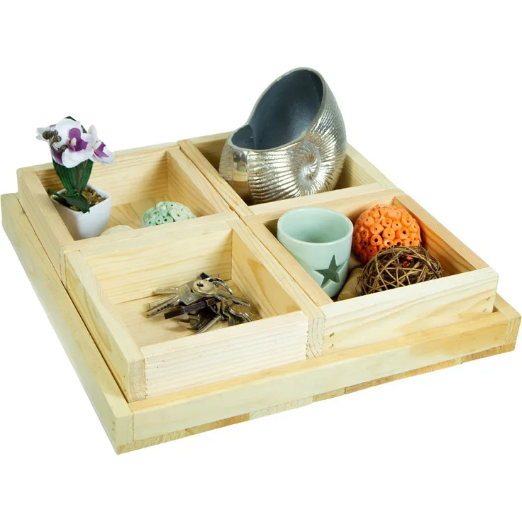 Kistenkolli Altes Land Allzweckkiste Kleines Dekotablett-Set Karla aus 5 Holzkisten 40x40cm 8cm Höhe Schüss (Spar-Set)