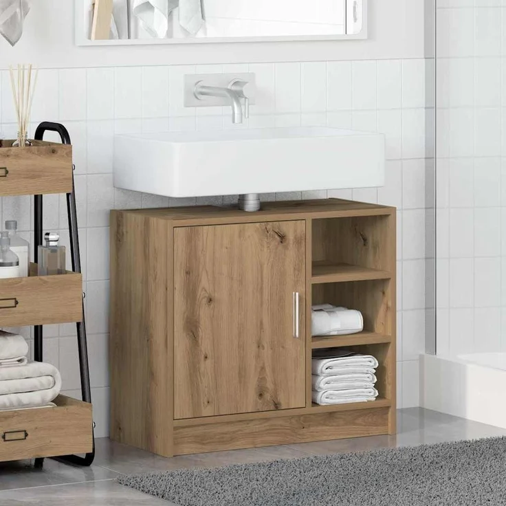 vidaXL Badezimmerschrank Artisan-Eiche 63 x 29 x 55 cm Holzwerkstoff 869213 – Bild 3