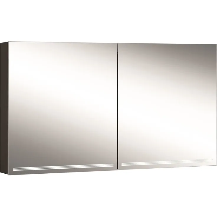 Schneider GRACELINE LED Lichtspiegelschrank, 2 Doppelspiegeltüren, 130 x 70 x 12 cm, 116.530, Ausführung: EU-Norm/Korpus schwarz matt - 116.530.02.41