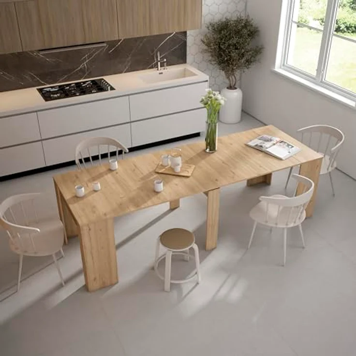 Skraut Home | Ausziehbarertisch | Multifunktionaler ausziehbarer | 260 | Für 12 Gäste | Esszimmertische | Moderner Stil | Eiche – Bild 3