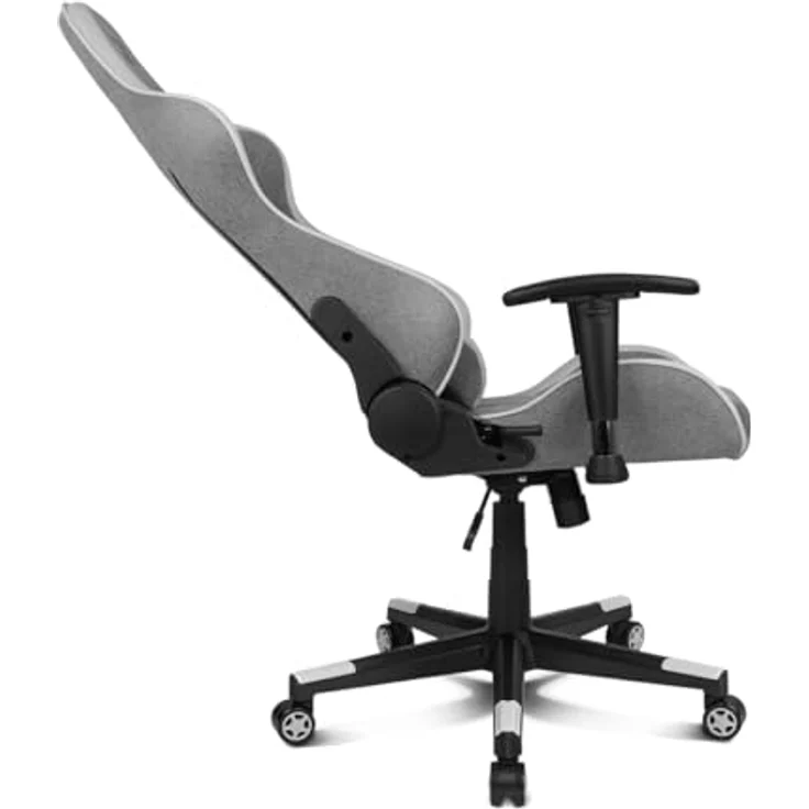 DRIFT GAMING DR90 PRO – Ergonomischer Gaming-Stuhl mit Kopf- und Lendenstütze, 135° neigbare Rückenlehne, 2D-verstellbare Armlehnen, atmungsaktiver Stoff, Nylonbasis und Gasfeder Klasse 4, Grau/Weiß – Bild 6