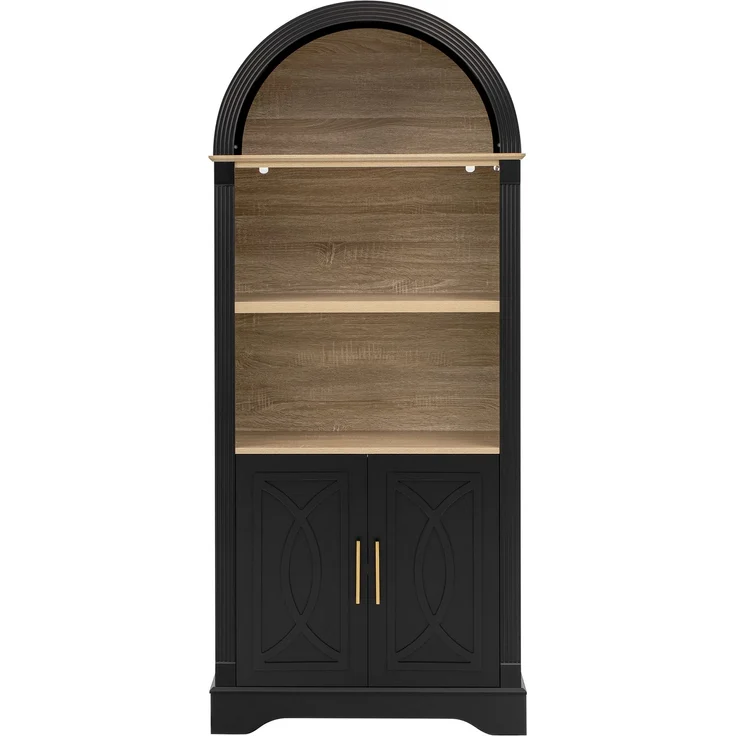 Highboard mit verstellbarer Regalböde und LED-Beleuchtung, Küchenschrank mit großem Stauraum, Ideal für Esszimmer, Wohnzimmer und Küche (Schwarz)--Schwarz--76.2x40x180cm--YOUDENOVA – Bild 9